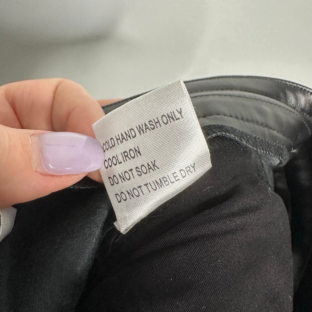Princess Polly Women's High Waisted Black Faux Leather Straight Leg Pants Size 8 - Picture 10 of 10